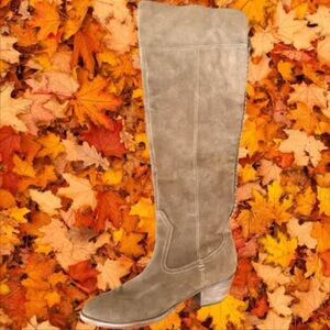 Tan Suede Knee-High Women's Boots